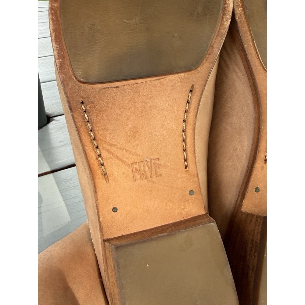 Frye Ray Leather Mules Womens Size 9.5 M Tan Natural Slip On Clogs Flat Shoes - Picture 13 of 13